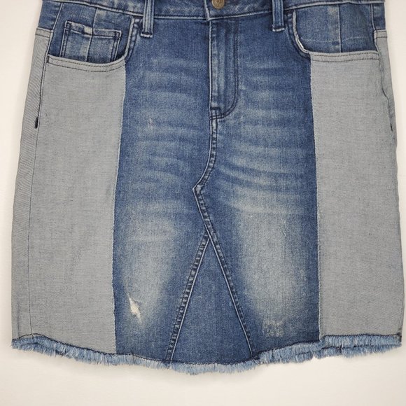 Libby Edelman Light Medium Wash Color Block Stretchy Denim Jean Skirt Size XS - Picture 3 of 13